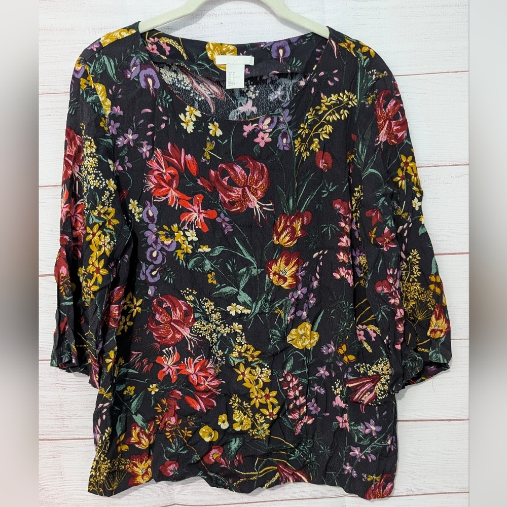 Nwot H&m Floral Pattern Lightweight Blouse Size 6